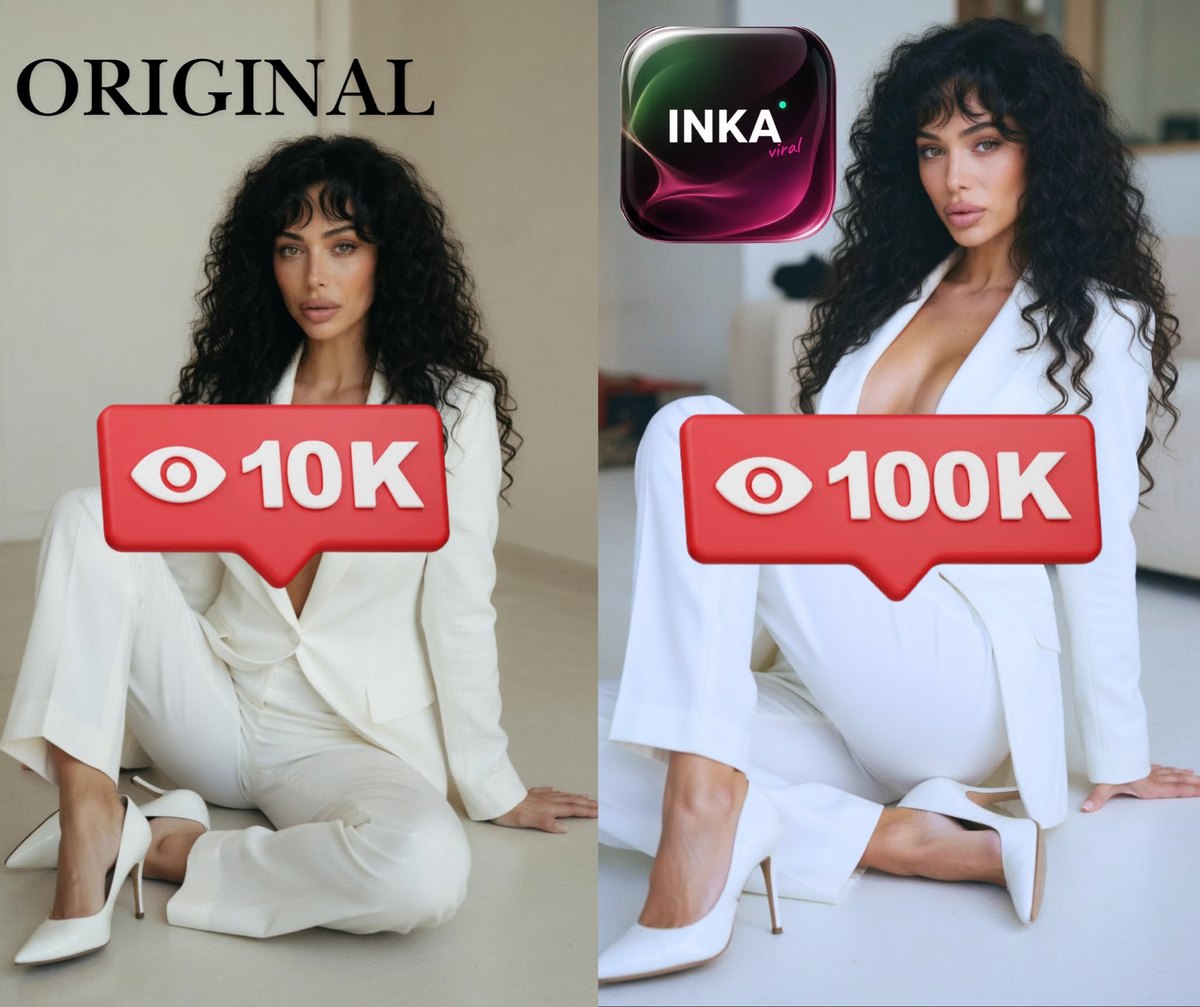 The same photo before and after INKA: 10K views versus 100K views